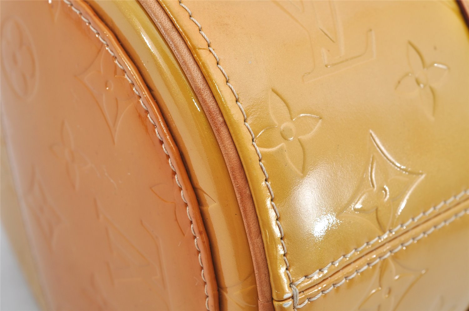 Authentic Louis Vuitton Vernis Bedford Hand Bag Yellow Beige M91006 LV 1205K