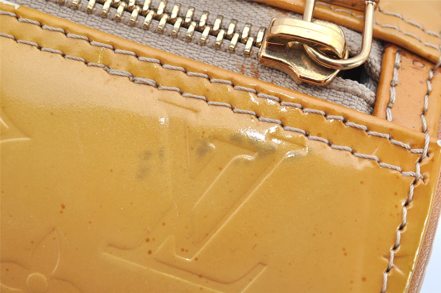 Authentic Louis Vuitton Vernis Bedford Hand Bag Yellow Beige M91006 LV 1205K