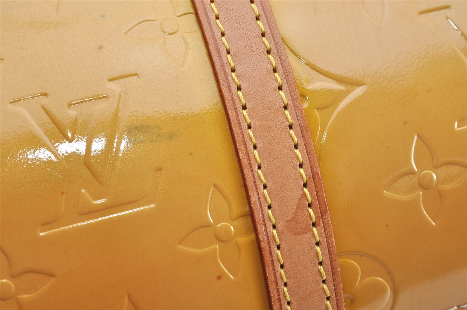 Authentic Louis Vuitton Vernis Bedford Hand Bag Yellow Beige M91006 LV 1205K