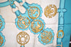 Authentic HERMES Carre 90 Scarf "Cuivreries" Silk Light Blue 1218I