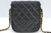 Authentic CHANEL Calf Skin Matelasse Chain Shoulder Cross Bag Black CC 1218J