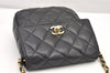 Authentic CHANEL Calf Skin Matelasse Chain Shoulder Cross Bag Black CC 1218J