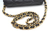 Authentic CHANEL Calf Skin Matelasse Chain Shoulder Cross Bag Black CC 1218J