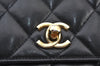 Authentic CHANEL Calf Skin Matelasse Chain Shoulder Cross Bag Black CC 1218J