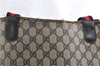 Authentic GUCCI Vintage Sherry Line Shoulder Tote Bag GG PVC Leather Navy 1222G