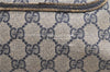 Authentic GUCCI Vintage Sherry Line Shoulder Tote Bag GG PVC Leather Navy 1222G