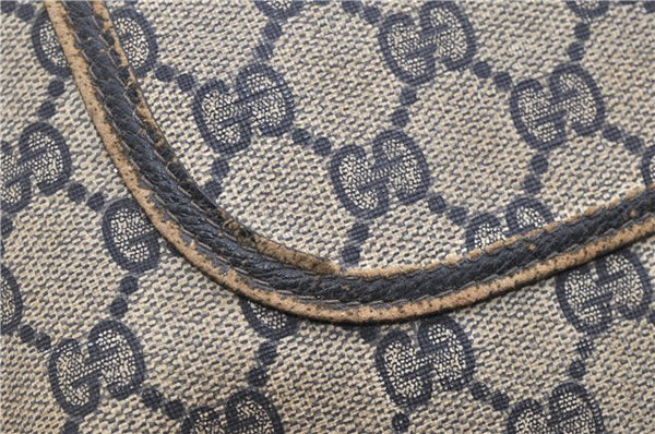 Authentic GUCCI Vintage Sherry Line Shoulder Tote Bag GG PVC Leather Navy 1222G