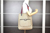 Authentic GUCCI Vintage Sherry Line Shoulder Tote Bag GG PVC Leather Navy 1222G