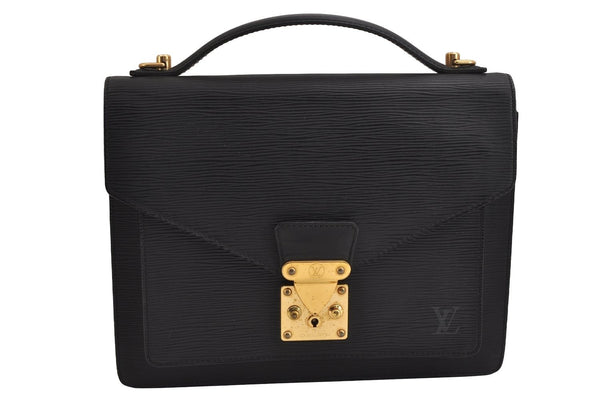 Authentic Louis Vuitton Epi Monceau 2Way Shoulder Hand Bag Black M52122 LV 1222J