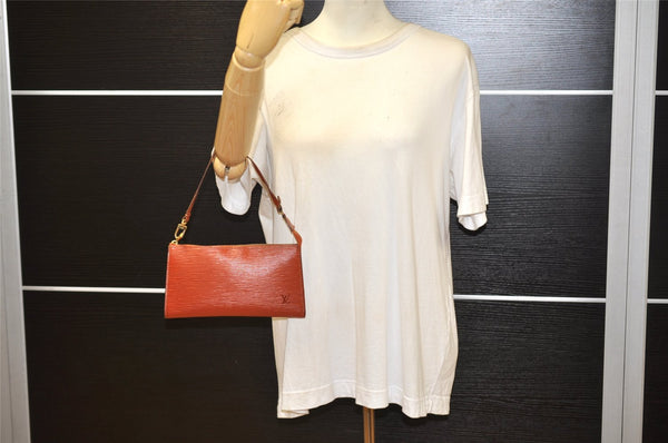 Authentic Louis Vuitton Epi Pochette Accessoires Pouch Brown M52953 LV 1224K