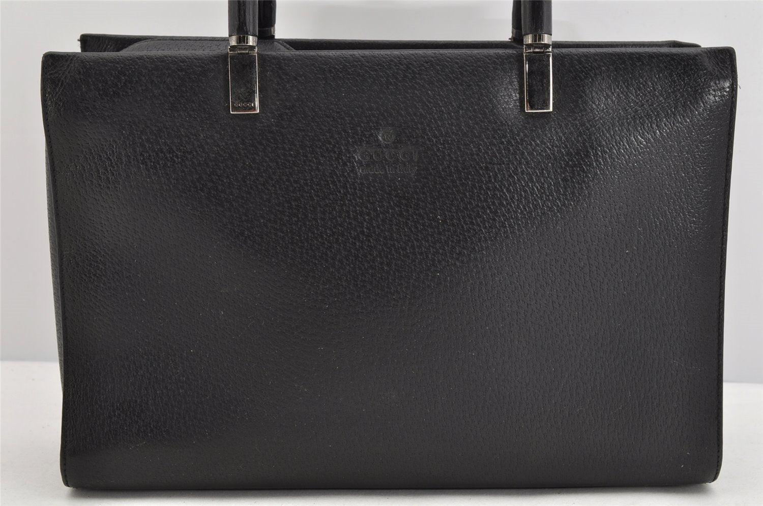Authentic GUCCI Bamboo 2Way Shoulder Hand Bag Leather 0021035 Black 1227K