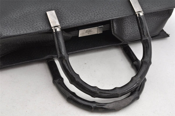 Authentic GUCCI Bamboo 2Way Shoulder Hand Bag Leather 0021035 Black 1227K