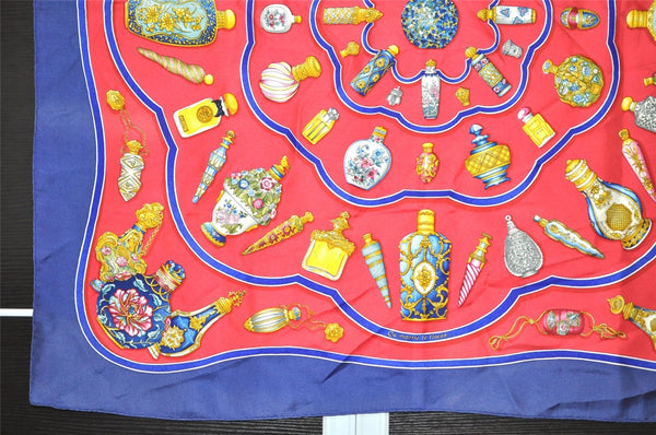 Authentic HERMES Carre 90 Scarf "Qu' importe le flacon…" Silk Navy 1229K