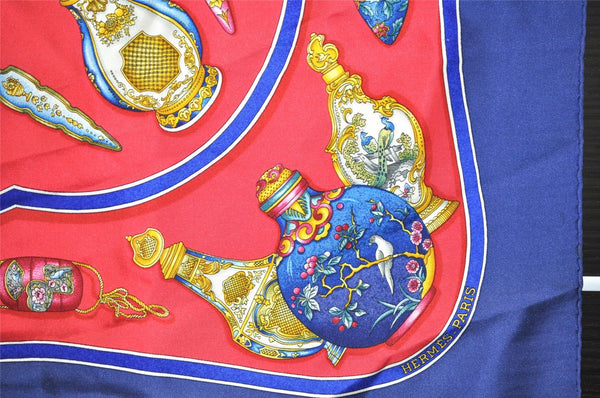 Authentic HERMES Carre 90 Scarf "Qu' importe le flacon…" Silk Navy 1229K