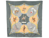 Authentic HERMES Carre 90 Scarf "ECOLE FRANCAISE D'EQUITATION" Silk Khaki 1230K