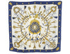 Authentic HERMES Carre 90 Scarf "LES CLES" Silk Navy 1233K