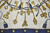 Authentic HERMES Carre 90 Scarf "LES CLES" Silk Navy 1233K