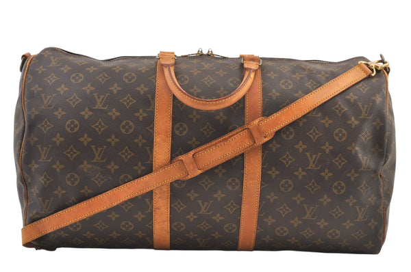 Authentic Louis Vuitton Monogram Keepall Bandouliere 55 M41414 Boston Bag 1236K