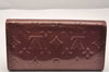 Auth Louis Vuitton Vernis Portefeuille Sarah Wallet Wine Red M93524 LV 1242J