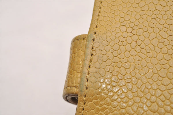 Authentic CHANEL Agenda Caviar Skin Leather Notebook Cover Yellow CC 1243J
