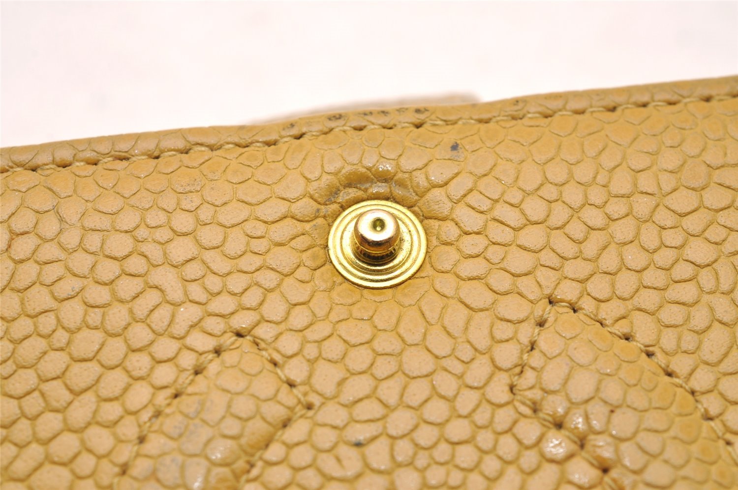 Authentic CHANEL Agenda Caviar Skin Leather Notebook Cover Yellow CC 1243J