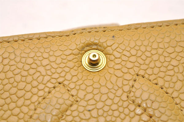 Authentic CHANEL Agenda Caviar Skin Leather Notebook Cover Yellow CC 1243J