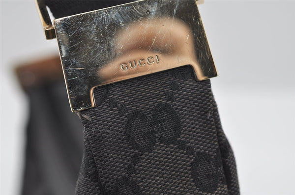 Authentic GUCCI Shoulder Cross Body Bag GG Canvas Leather 0190433 Black 1253I