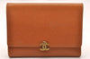 Authentic CHANEL Vintage Leather CC Logo Trifold Wallet Purse Brown CC 1254J