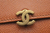 Authentic CHANEL Vintage Leather CC Logo Trifold Wallet Purse Brown CC 1254J