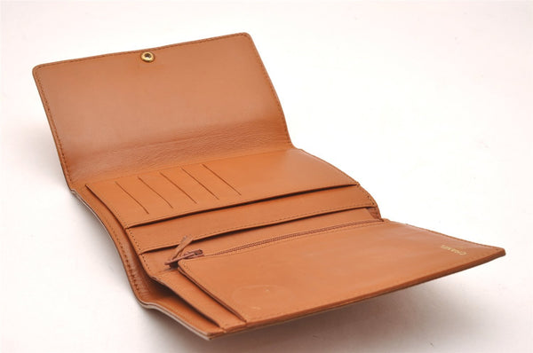 Authentic CHANEL Vintage Leather CC Logo Trifold Wallet Purse Brown CC 1254J