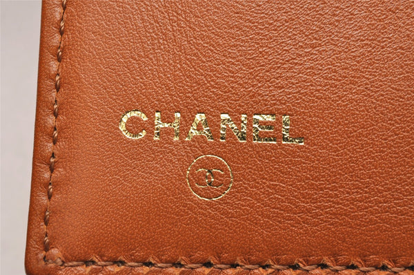 Authentic CHANEL Vintage Leather CC Logo Trifold Wallet Purse Brown CC 1254J