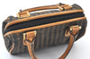 Authentic FENDI Pequin Vintage 2Way Hand Bag Purse PVC Leather Brown Black 1256I