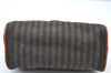 Authentic FENDI Pequin Vintage 2Way Hand Bag Purse PVC Leather Brown Black 1256I