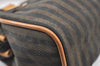 Authentic FENDI Pequin Vintage 2Way Hand Bag Purse PVC Leather Brown Black 1256I