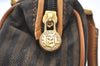 Authentic FENDI Pequin Vintage 2Way Hand Bag Purse PVC Leather Brown Black 1256I