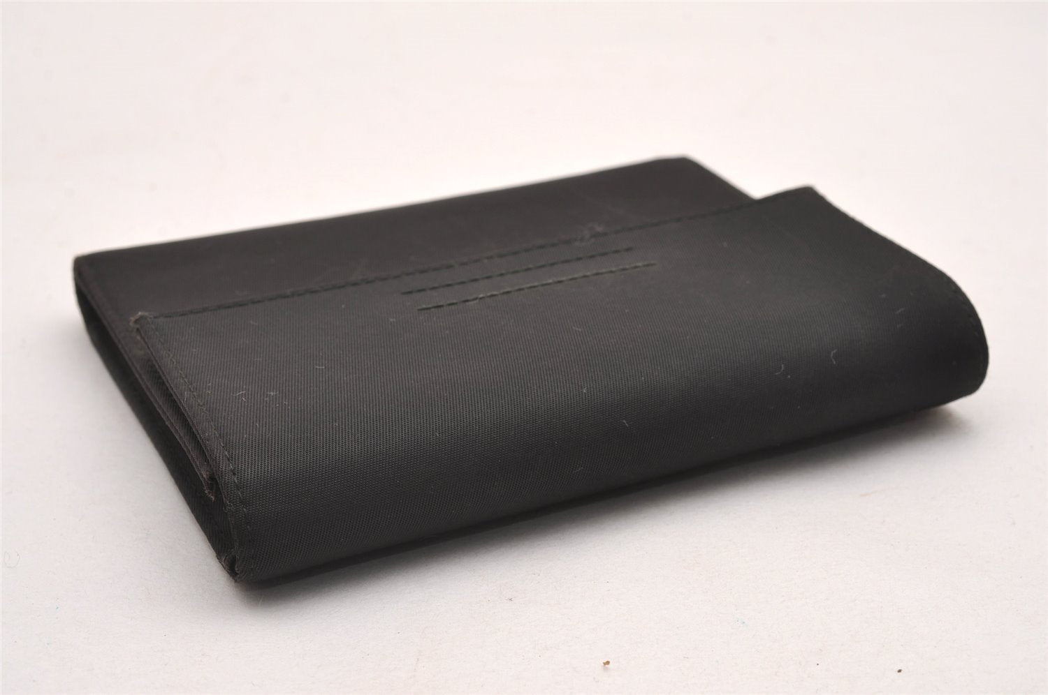 Authentic PRADA Vintage Nylon Trifold Wallet Purse Black 1256J