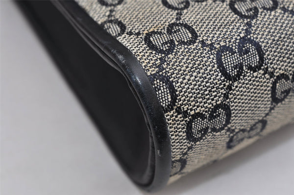 Authentic GUCCI Shoulder Cross Body Bag Purse GG Canvas Leather Navy Blue 1256K