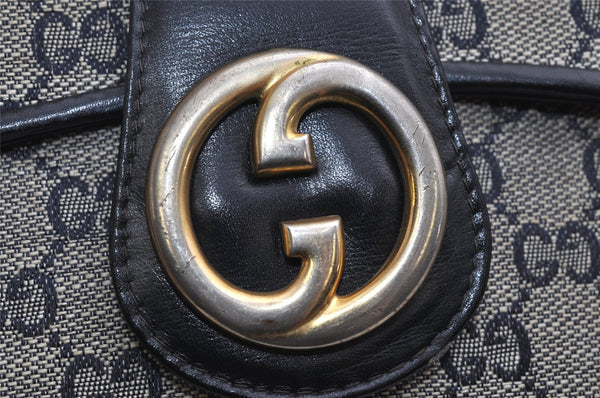 Authentic GUCCI Shoulder Cross Body Bag Purse GG Canvas Leather Navy Blue 1256K
