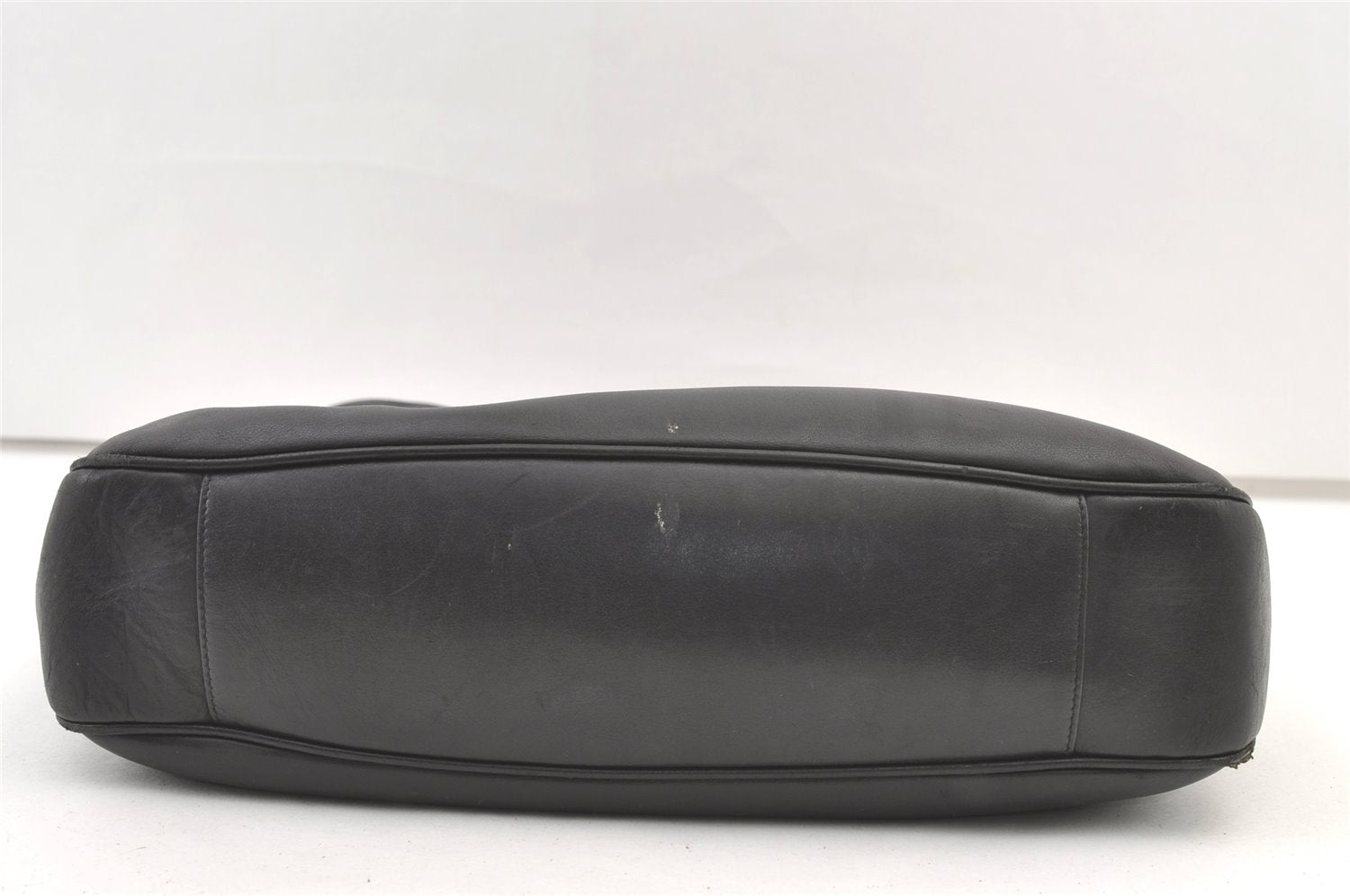 Authentic GUCCI Bamboo Vintage Shoulder Hand Bag Leather 0011577 Black 1258K
