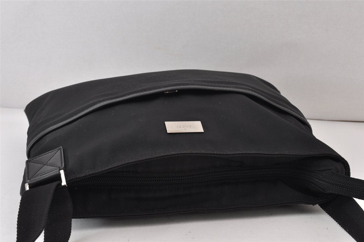Authentic Vintage GUCCI Shoulder Cross Bag Nylon Leather 141198 Black 1259K