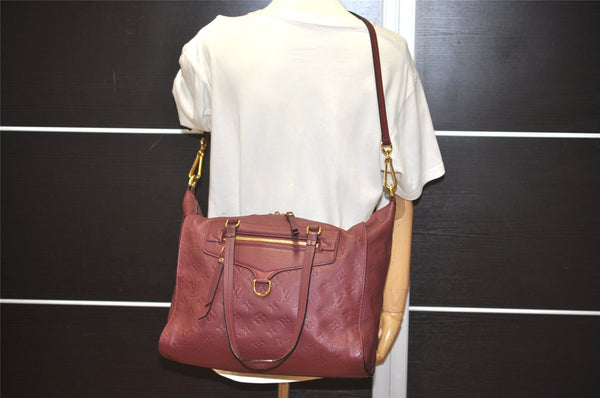 Authentic Louis Vuitton Monogram Empreinte Lumineuse PM Tote Bag Bordeaux 1260I
