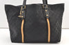 Authentic GUCCI Sherry Line Tote Bag GG Canvas Leather 139260 Black 1260K