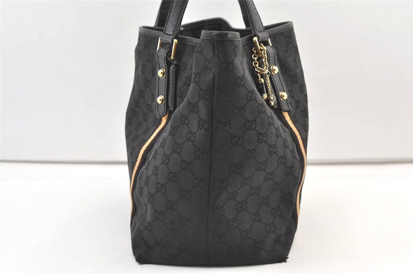 Authentic GUCCI Sherry Line Tote Bag GG Canvas Leather 139260 Black 1260K