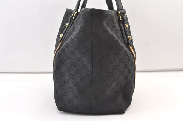 Authentic GUCCI Sherry Line Tote Bag GG Canvas Leather 139260 Black 1260K