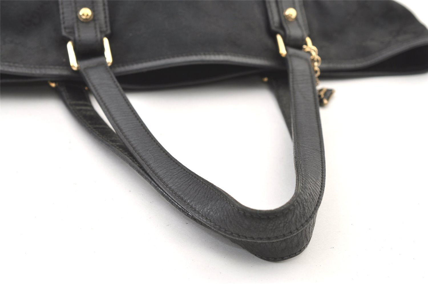 Authentic GUCCI Sherry Line Tote Bag GG Canvas Leather 139260 Black 1260K