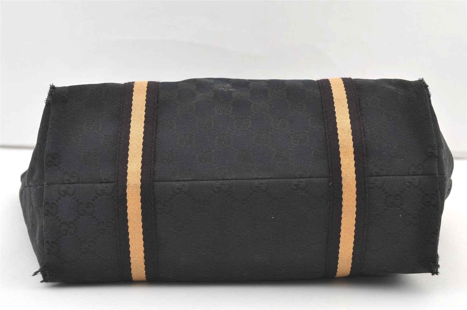 Authentic GUCCI Sherry Line Tote Bag GG Canvas Leather 139260 Black 1260K