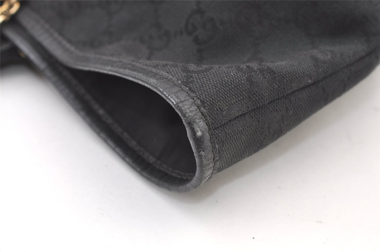 Authentic GUCCI Sherry Line Tote Bag GG Canvas Leather 139260 Black 1260K