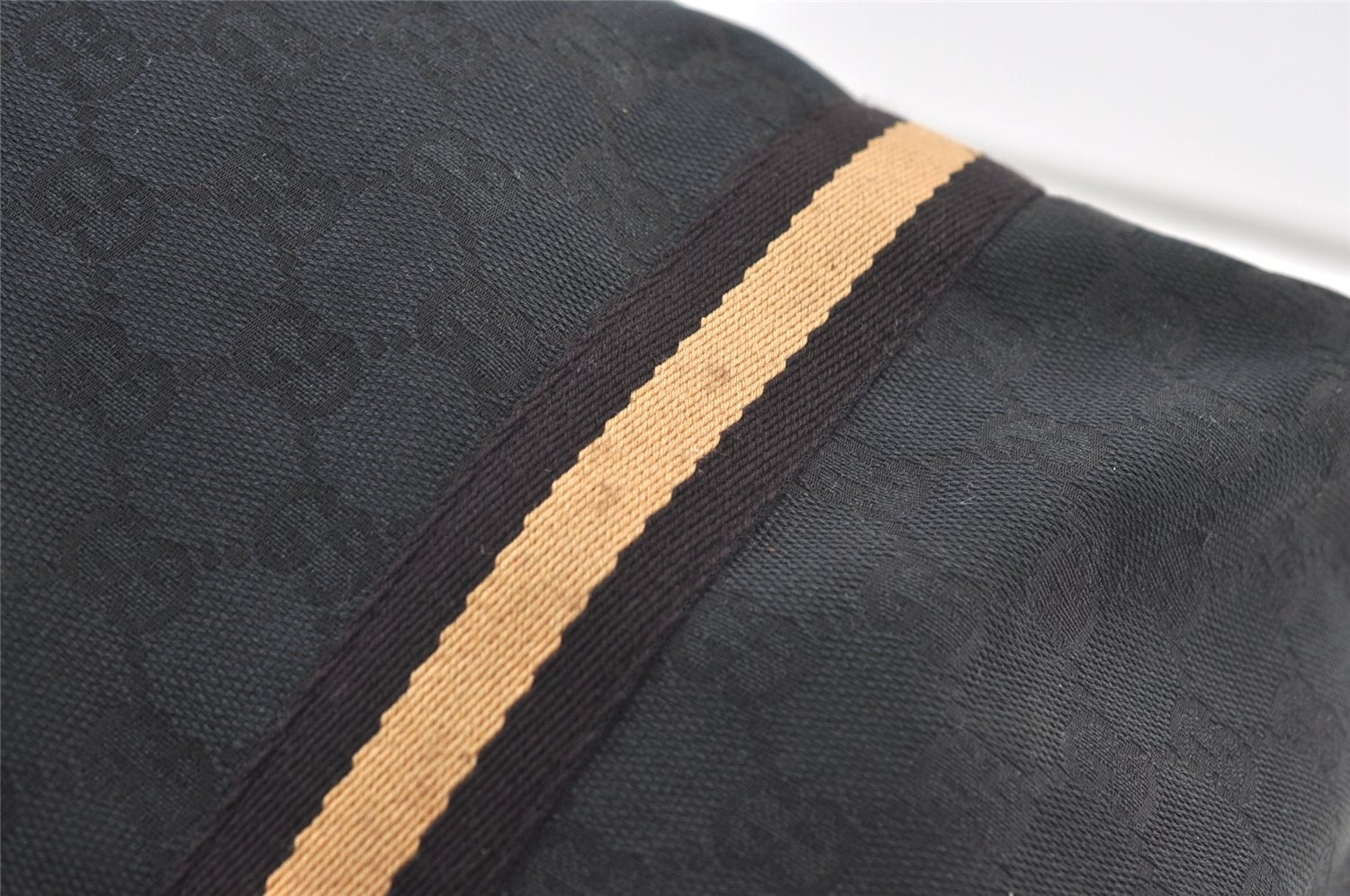 Authentic GUCCI Sherry Line Tote Bag GG Canvas Leather 139260 Black 1260K