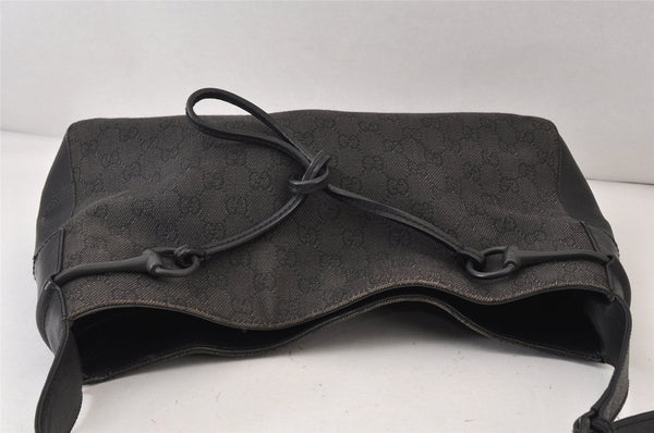 Authentic GUCCI Horsebit Shoulder Hand Bag GG Canvas Leather 101975 Black 1261K