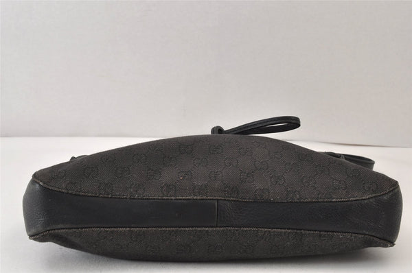 Authentic GUCCI Horsebit Shoulder Hand Bag GG Canvas Leather 101975 Black 1261K